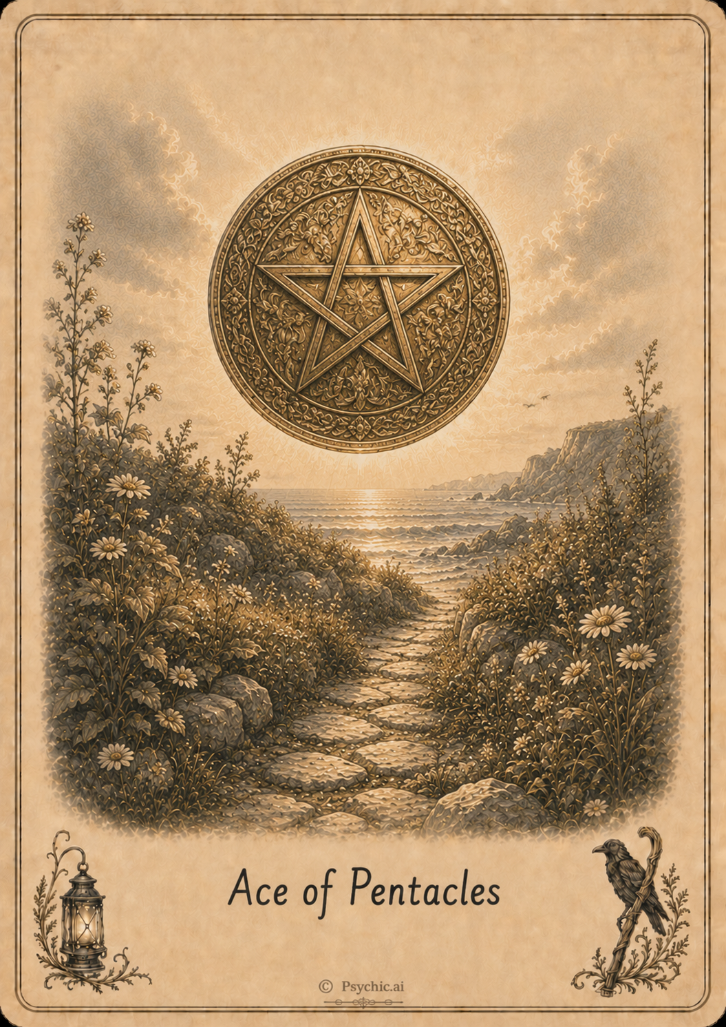Ace of Pentacles tarot card illustration